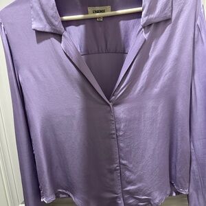 L'AGENCE Tie-Front Annie Satin Blouse Purple-lt Size Small